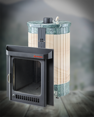 Дровяная печь Ферингер Оптима ПФ, мрамор Окаменевшее дерево (перенесённый рисунок) и Змеевик, до 28 м³ Дровяная печь Ферингер Оптима ПФ, мрамор Окаменевшее дерево (перенесённый рисунок) и Змеевик, до 28 м³