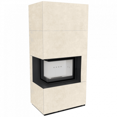 Каминокомплект FLOKI в облицовке FOKOS TALCO, угловое стекло слева Каминокомплект FLOKI в облицовке FOKOS TALCO, угловое стекло слева