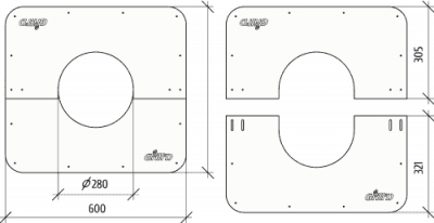 Фланец декоративный сборный Grill'D 550х600  D280 черный Фланец декоративный сборный Grill'D 550х600  D280 черный
