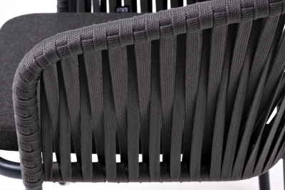 Стул из роупа 4SIS (колос), каркас алюминий темно-серый (RAL7024) муар, роуп серый, ткань темно-серая 027