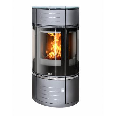 Печь-камин ABX Atrium 6 (серая сталь с верхней плитой - стекло)