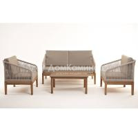 Лаунж-зона 4SIS Канны 4-местная из роупа со столиком Канны Цвет: дуб, бежевый