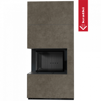 Каминокомплект FLOKI в облицовке FOKOS PIOMBO, угловое стекло слева Каминокомплект FLOKI в облицовке FOKOS PIOMBO, угловое стекло слева