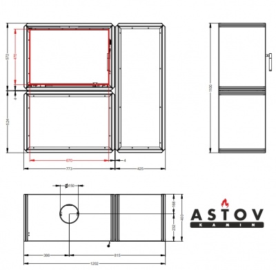 ПЕЧЬ-КАМИН АСТОВ ЛЕГГО ПК 7454 с нижним дровником