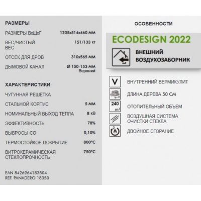 Печь-камин Panadero Osaka