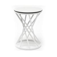 Журнальный стол 4SIS Сантьяго из HPL Ø40, каркас белый, столешница молочная