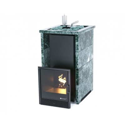 Печь для бани ИзиСтим Сочи в трёхстороннем кожухе из змеевика с открытым верхом сталь AISI 321