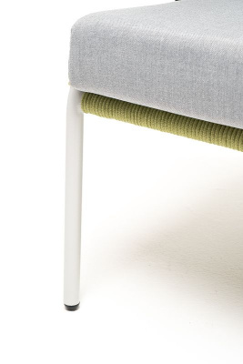 Кресло 4SIS Милан, каркас светло-серый муар, роуп салатовый меланж, ткань светло-серая