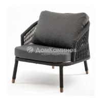 Кресло 4SIS Мадрид, каркас алюминий темно-серый муар, роуп темно-серый, ткань темно-серая 027