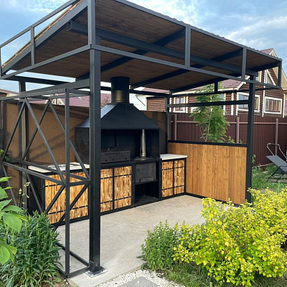 Барбекю лофт 80 с  печью под казан и мойкой