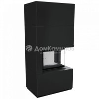 Каминокомплект FLOKI в облицовке ZIMBABWE NERO, угловое стекло справа