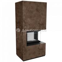 Каминокомплект FLOKI в облицовке OXIDE MORO, угловое стекло справа