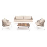 Лаунж-зона 4SIS Милан 5-местная из роупа, каркас белый, роуп бежевый