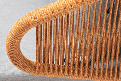 Кресло 4SIS Милан, каркас светло-серый муар, роуп оранжевый меланж, ткань светло-серая