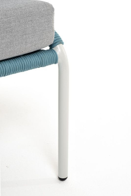 Диван 4SIS Милан 2-местный плетеный, каркас светло-серый муар, роуп бирюзовый, ткань светло-серая