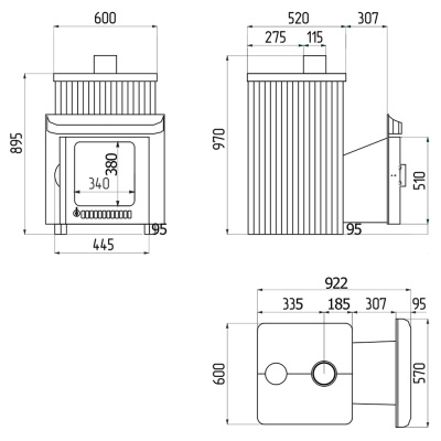 Дровяная печь Ферингер Квадра ПФ в облицовке Жадеит+Россо Леванте, до 25 м³ Дровяная печь Ферингер Квадра ПФ в облицовке Жадеит+Россо Леванте, до 25 м³