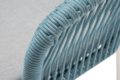 Стул из роупа 4SIS Марсель, Каркас алюминий светло-серый (RAL7035) муар, роуп бирюзовый, ткань светло-серая