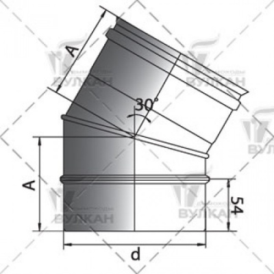 Отвод 30° на расш. Вулкан OTHR d300 матов.