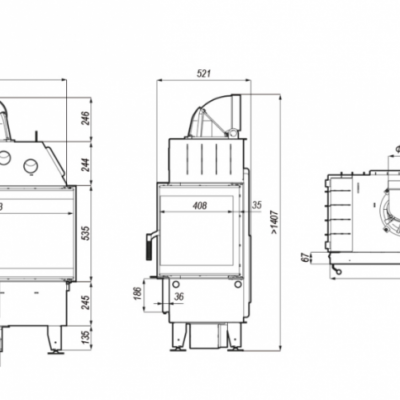 Топка Defro Home Intra ME угловая, 13 кВт, 907/535/482мм