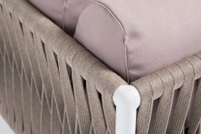 Левый модуль 4SIS Касабланка из роупа, каркас алюминий светло-серый муар, роуп серо-коричневый, ткань бежевая 052 Левый модуль 4SIS Касабланка из роупа, каркас алюминий светло-серый муар, роуп серо-коричневый, ткань бежевая 052