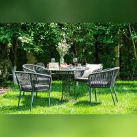 Обеденная группа 4SIS Диего 4-местная из роупа со стульями Марсель Цвет: серый гранит, серый