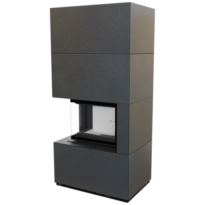 Каминокомплект FLOKI в облицовке INDIAN BLACK, угловое стекло слева Каминокомплект FLOKI в облицовке INDIAN BLACK, угловое стекло слева