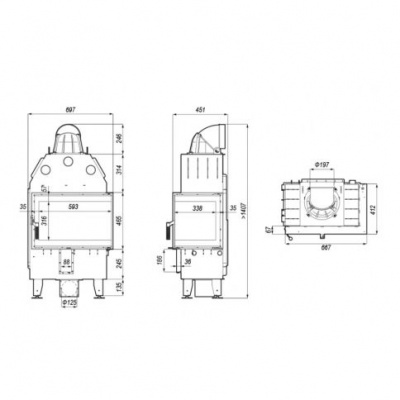 Топка Defro Home Intra SM угловая, 10кВт, 737/535/482мм