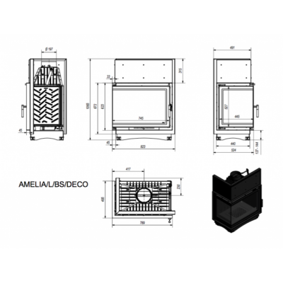 Каминная топка Kratki Amelia L BS Deco Каминная топка Kratki Amelia L BS Deco