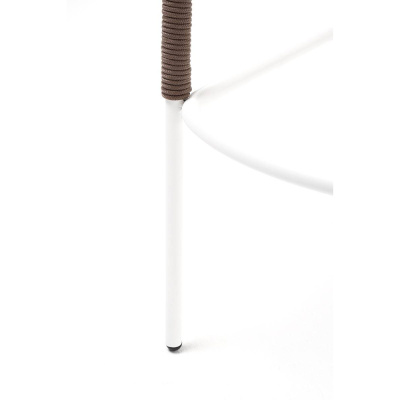 Стул барный 4SIS Марсель из роупа, Каркас из стали белый муар, роуп бежевый, ткань бежевая 052