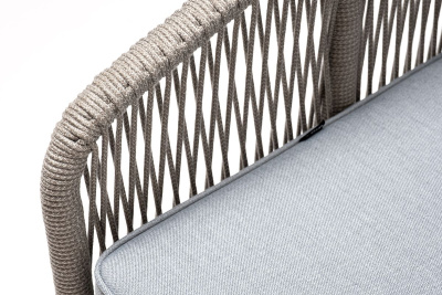 Кресло 4SIS Канны, каркас светло-серый муар, роуп серый меланж, ткань светло-серая