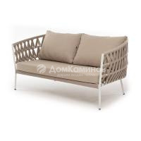 Диван 4SIS Диего 2-местный из роупа, каркас белый муар, роуп бежевый, ткань бежевая 035