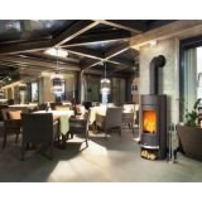 Печь-камин ABX Vigo (черная сталь, тальк с верх. плитой)