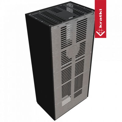 Каминокомплект FLOKI в облицовке NERO ASSOLUTO, угловое стекло слева Каминокомплект FLOKI в облицовке NERO ASSOLUTO, угловое стекло слева