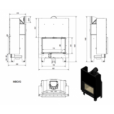 Каминная топка Kratki MBO G Каминная топка Kratki MBO G