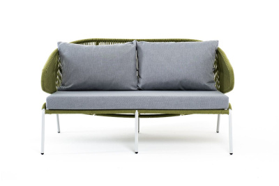 Диван 4SIS Милан 2-местный плетеный Цвет: светло-серый RAL7035 шагрень, салатовый меланж, светло-серый