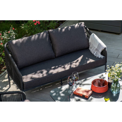 Диван 4SIS Канны 2-местный из роупа Цвет: темно-серый (RAL7024) шагрень, темно-серый