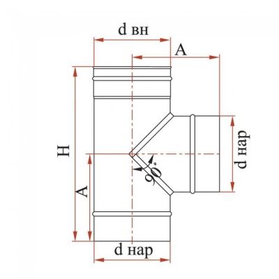 Тройник Дымок 0.8 мм, 90, d=300 мм