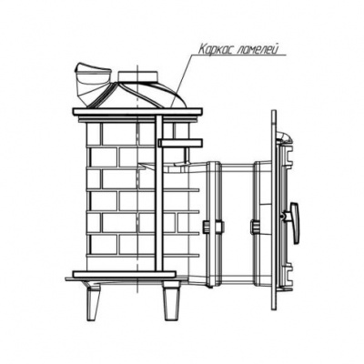 Банная печь Прометалл Атмосфера L в ламелях Окаменевшее дерево перенесенный рисунок