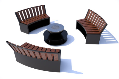 Лавка полукруг со спинкой