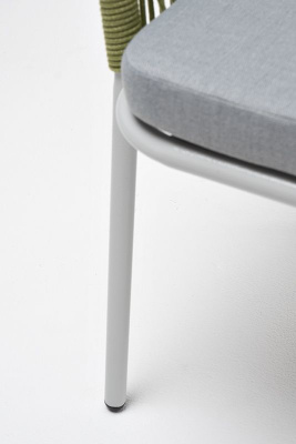 Стул из роупа 4SIS Лион каркас из стали светло-серый (RAL7035) муар, роуп салатовый меланж, ткань светло-серая