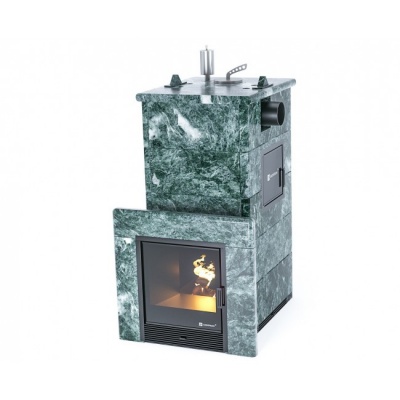 Печь для бани ИзиСтим Сочи-М2 с боковым подключением в кожухе из змеевика сталь AISI 321