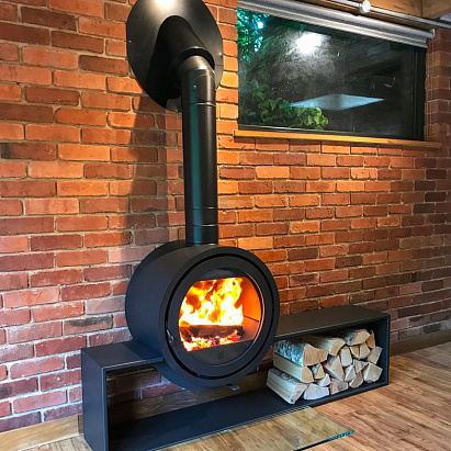 Печь камин Астов D600 на дровнике
