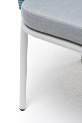 Стул 4SIS Лион из роупа, Каркас из стали светло-серый муар, роуп бирюзовый, ткань светло-серая