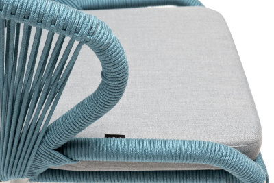 Стул 4SIS Милан из роупа, Каркас алюминий светло-серый шагрень, роуп бирюзовый круглый, ткань светло-серая