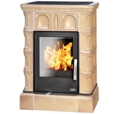 Печь-камин ABX BRITANIA KI, с кафельным цоколем, с допуском воздуха (табак)