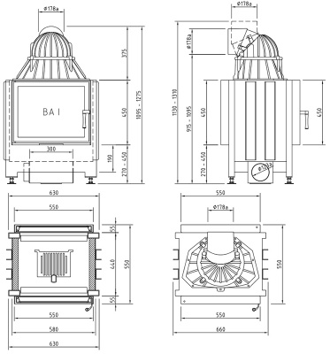 Каминная топка Schmid Lina FD 5551 (туннельная версия) Каминная топка Schmid Lina FD 5551 (туннельная версия)