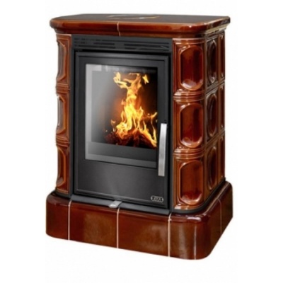 Печь-камин ABX MARINA EXclusive, с кафельным цоколем (коричневый)