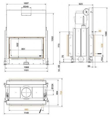 Каминная топка Brunner Stil-Кamine Tunnel 53/88  Каминная топка Brunner Stil-Кamine Tunnel 53/88