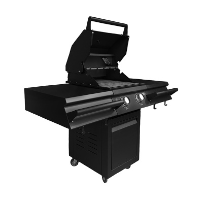 Газовый гриль B-Fire Bizon Premium 2 (2 столика + тележка 55 см.), черный