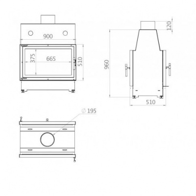 Каминная топка Echa Tech Double 90x51/C 15 кВт, 900/510, туннель, футеровка чугун